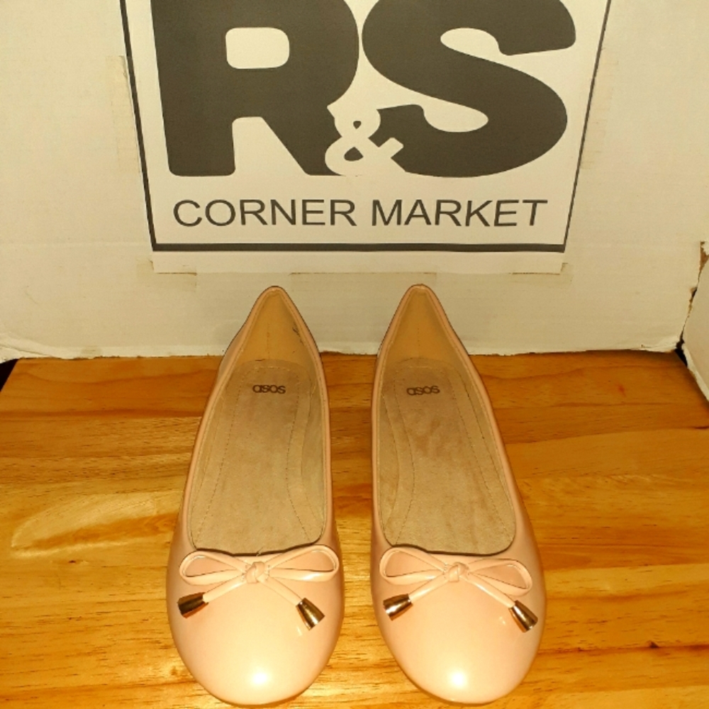 ASOS WOMENS LADIES BOW BALLERINA  FLATS SLIP ON  CASUAL WORK SHOES SIZE 6